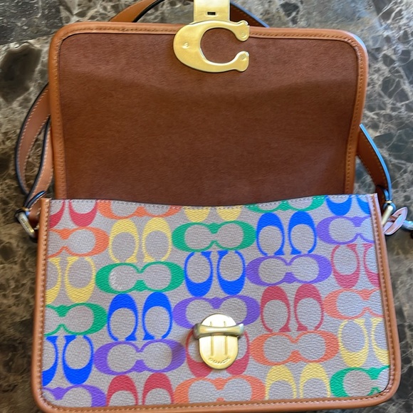 Coach Studio Shoulder Bag Crossbody Rainbow Coatd Canvs Handbag Purse
CA099 - Picture 9 of 9